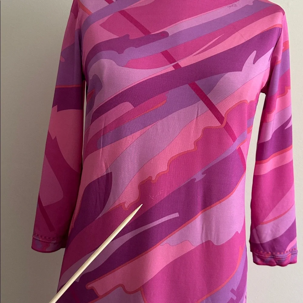 AVERADO BESSI Pucci-Esque Pink Ladies Who Lunch Cocktail SHIFT Dress sz Medium - Picture 4 of 8